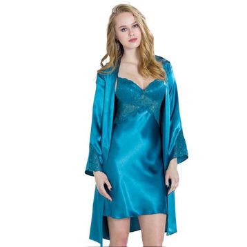 Pierre Cardin 4050 Saten Gecelik Sabahlık Takım
