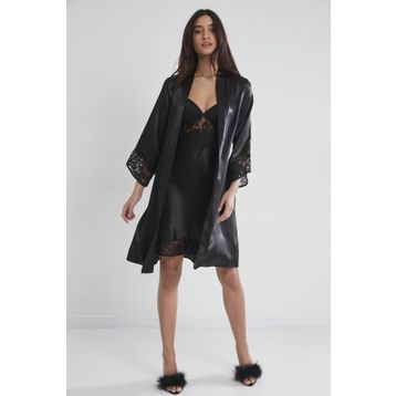 Pierre Cardin 4075 Siyah 2'li Balensiz Kaplı Gecelik Sabahlık