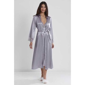 Pierre Cardin 4370 Royal Saten Dantelli Kadın Gecelik & Sabahlık Takım