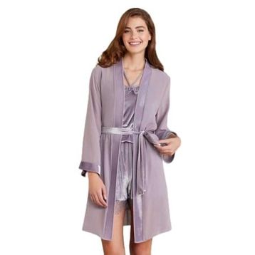 Pierre Cardin 4800 Royal Kadın Dantelli Kadife Tulum Sabahlık Takım