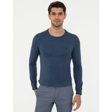 Pierre Cardin 50248582-VR155 İndigo Melanj Erkek Kazak