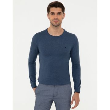 Pierre Cardin 50248582-VR155 İndigo Melanj Erkek Kazak