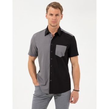 Pierre Cardin 50249485-VR046 Siyah Kısa Kollu Erkek Gömlek