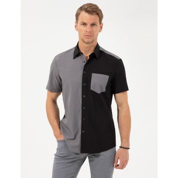 Pierre Cardin 50249485-VR046 Siyah Kısa Kollu Erkek Gömlek
