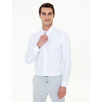 Pierre Cardin 50250338-VR033 Lacivert Desenli Erkek Gömlek