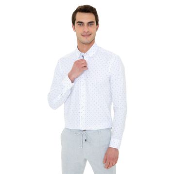 Pierre Cardin 50250338-VR033 Lacivert Desenli Erkek Gömlek