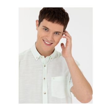 Pierre Cardin 50255247-VR054 Yeşil Kısa Kollu Erkek Gömlek