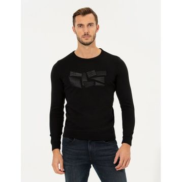 Pierre Cardin 50258663-VR046 Slim Fit Bisiklet Yaka Triko Siyah Erkek Kazak
