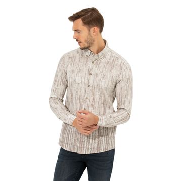 Pierre Cardin 50259466-VR011 Bej Desenli Erkek Gömlek
