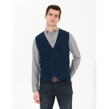 Pierre Cardin 50263176-VR120 Lacivert Melanj Triko Erkek Yelek
