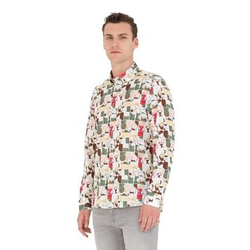Pierre Cardin 50265034-VR027 Haki Desenli Erkek Gömlek