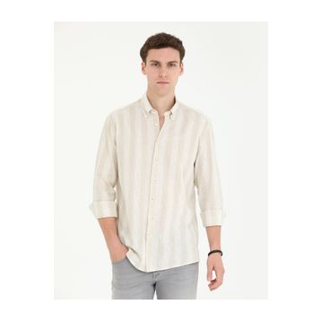 Pierre Cardin 50265625-VR011 Bej Erkek Gömlek