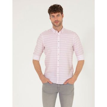 Pierre Cardin 50267994-VR026 Gül Kurusu Desenli Erkek Gömlek