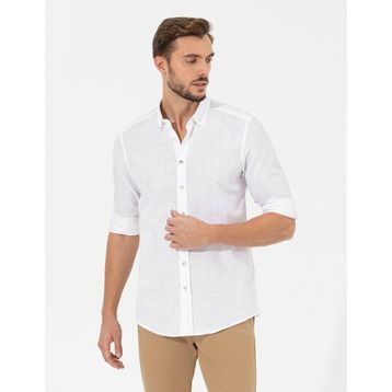 Pierre Cardin 50268183-VR013 Beyaz Desenli Erkek Gömlek
