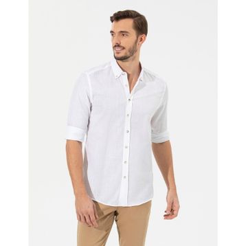 Pierre Cardin 50268183-VR013 Beyaz Desenli Erkek Gömlek
