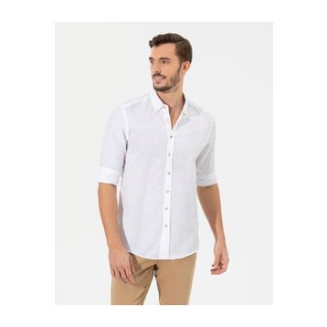 Pierre Cardin 50268183-VR013 Beyaz Desenli Erkek Gömlek