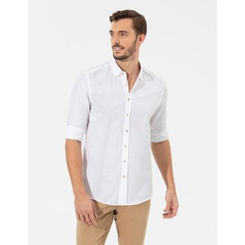 Pierre Cardin 50268183-VR013 Beyaz Desenli Erkek Gömlek