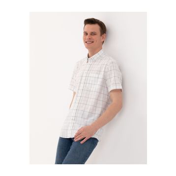 Pierre Cardin 50269178-VR027 Haki Desenli Erkek Gömlek