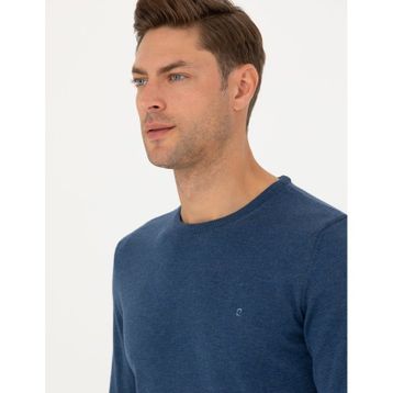 Pierre Cardin 50270179-VR155 İndigo Melanj Erkek Kazak