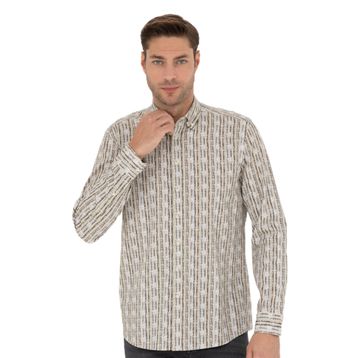Pierre Cardin 50273550-VR027 Haki Desenli Erkek Gömlek
