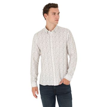 Pierre Cardin 50273552-VR027 Haki Desenli Erkek Gömlek