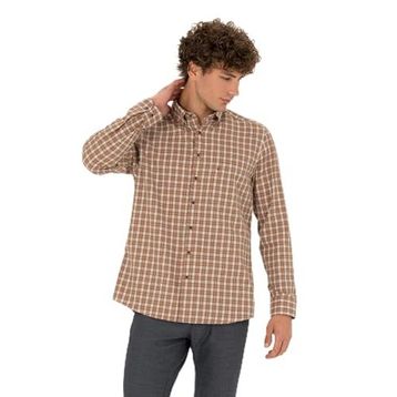 Pierre Cardin 50274597-VR029 Kahverengi Desenli Erkek Gömlek