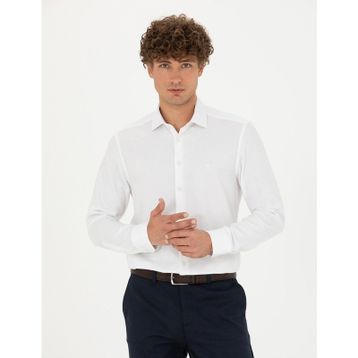 Pierre Cardin 50275511-VR013 Beyaz Desenli Erkek Gömlek