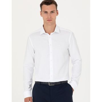 Pierre Cardin 50275684-VR013 Beyaz Desenli Erkek Gömlek