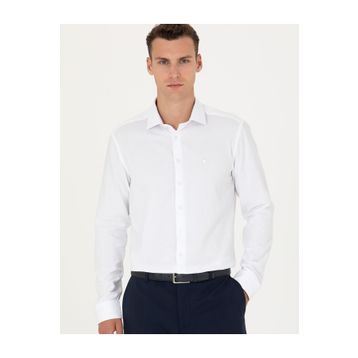 Pierre Cardin 50275684-VR013 Beyaz Desenli Erkek Gömlek