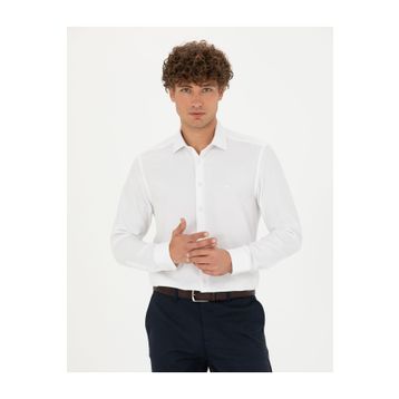 Pierre Cardin 50275684-VR013 Beyaz Desenli Erkek Gömlek