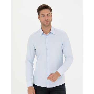 Pierre Cardin 50275690-VR036 Mavi Desenli Erkek Gömlek