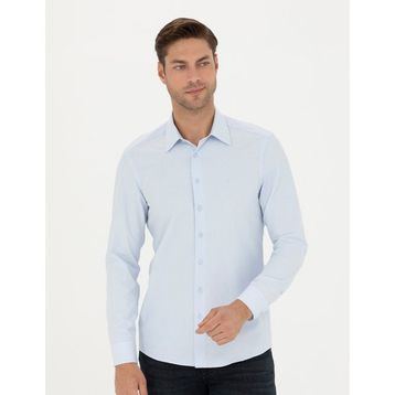 Pierre Cardin 50275690-VR036 Mavi Desenli Erkek Gömlek