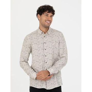 Pierre Cardin 50276009-VR011 Bej Desenli Erkek Gömlek