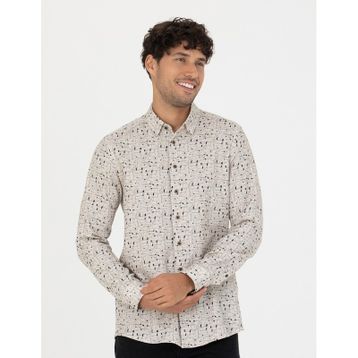 Pierre Cardin 50276009-VR011 Bej Desenli Erkek Gömlek