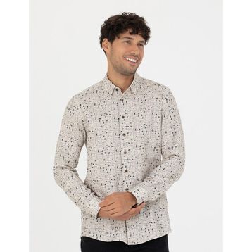 Pierre Cardin 50276009-VR011 Bej Desenli Erkek Gömlek