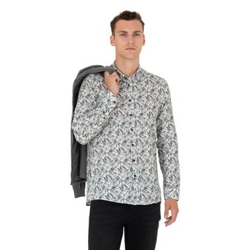 Pierre Cardin 50276458-VR152 Koyu Mint Desenli Erkek Gömlek