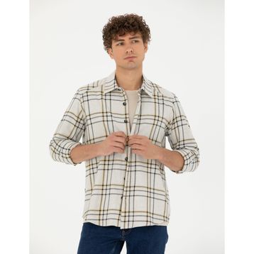 Pierre Cardin 50276542-VR011 Bej Desenli Erkek Gömlek