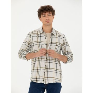 Pierre Cardin 50276542-VR011 Bej Desenli Erkek Gömlek