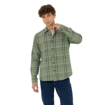 Pierre Cardin 50276542-VR027 Haki Desenli Erkek Gömlek