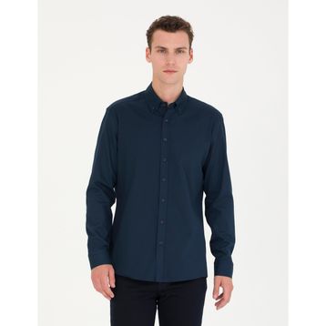 Pierre Cardin 50276553-VR033 Lacivert Desenli Erkek Gömlek