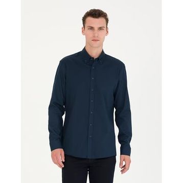 Pierre Cardin 50276553-VR033 Lacivert Desenli Erkek Gömlek