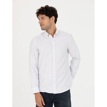 Pierre Cardin 50277458-VR013 Beyaz Desenli Erkek Gömlek