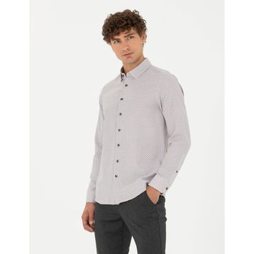 Pierre Cardin 50278869-VR029 Kahverengi Desenli Erkek Gömlek