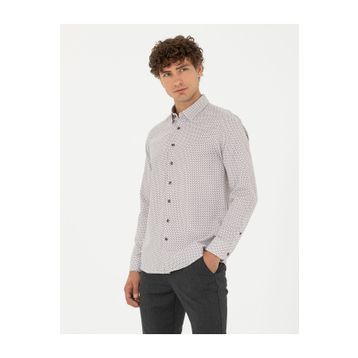 Pierre Cardin 50278869-VR029 Kahverengi Desenli Erkek Gömlek