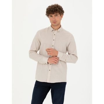 Pierre Cardin 50282786-VR011 Bej Desenli Erkek Gömlek