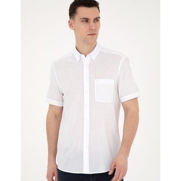 Pierre Cardin 50284267-VR013 Beyaz Kısa Kollu Erkek Gömlek