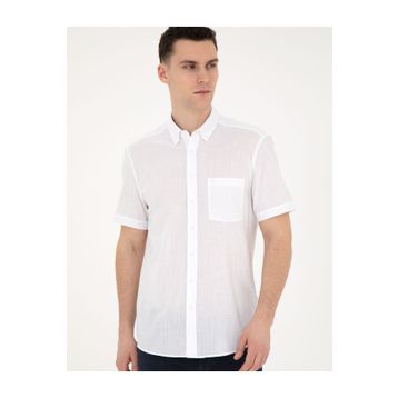 Pierre Cardin 50284267-VR013 Beyaz Kısa Kollu Erkek Gömlek