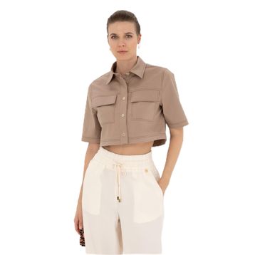 Pierre Cardin 50284674-VR011 Bej Desenli Kadın Gömlek
