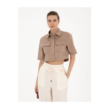 Pierre Cardin 50284674-VR011 Bej Desenli Kadın Gömlek