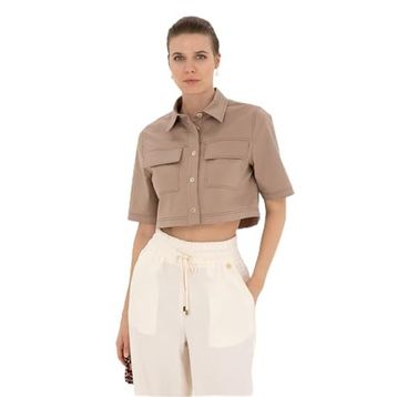 Pierre Cardin 50284674-VR011 Bej Desenli Kadın Gömlek